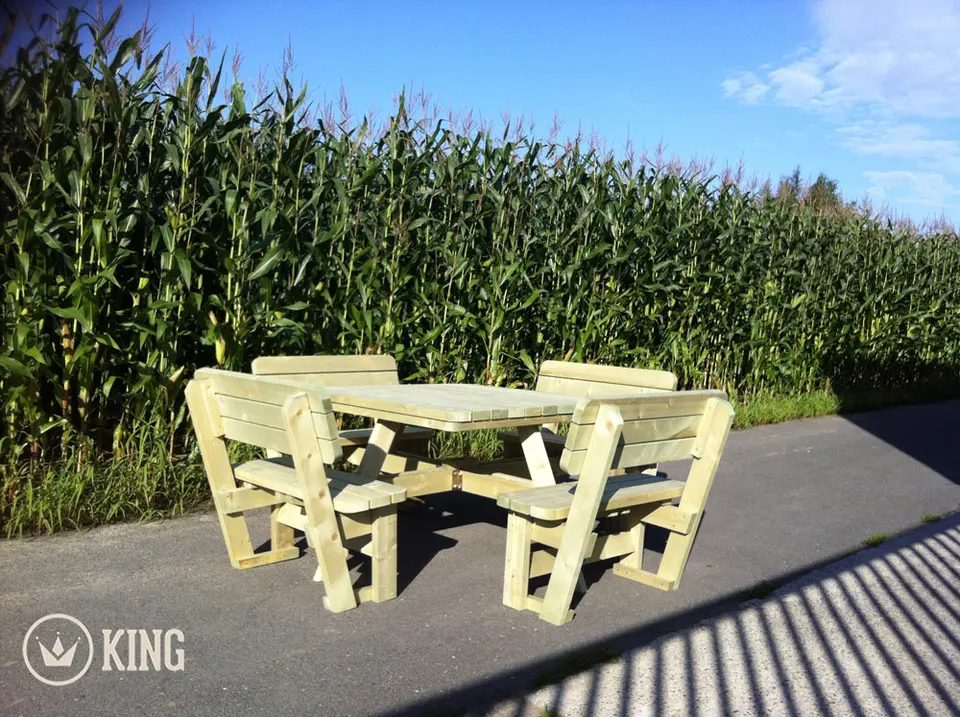 Vierkante picknicktafel KING® XXL met 4 rugleuningen – foto 2