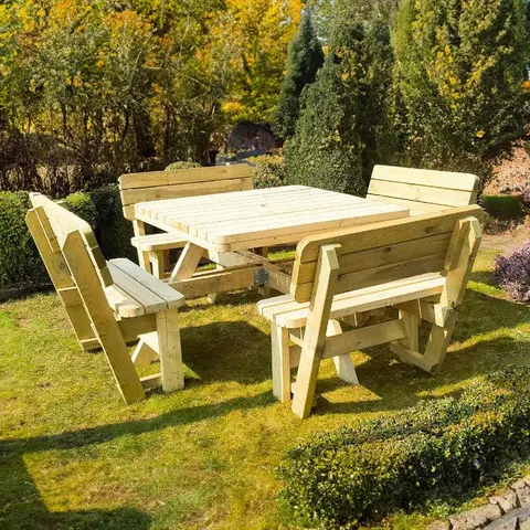 Vierkante picknicktafel KING® XXL met 4 rugleuningen – foto 4